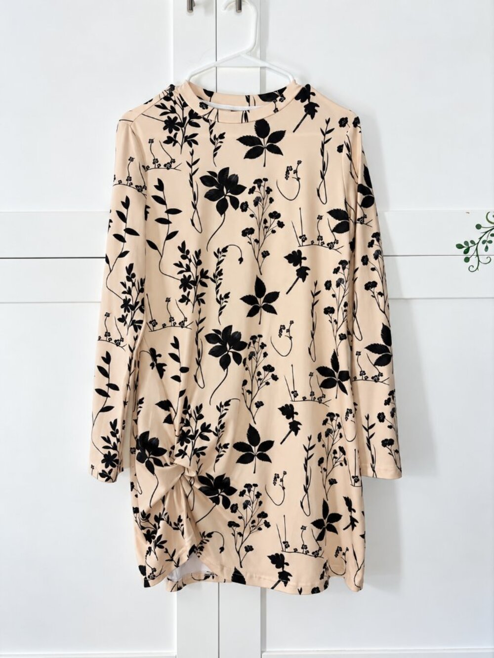 SHEIN | Floral Print Long Sleeve Twist Front Mini Dress - Size Small